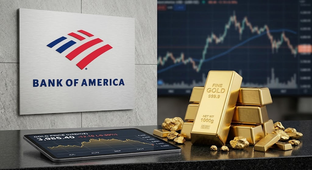 Bank of America prevé un cierre de año más débil para el oro
